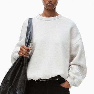 Alexander Wang Dense Fleece Crewneck Sweatshirt Heather Oatmeal Gray XXS
